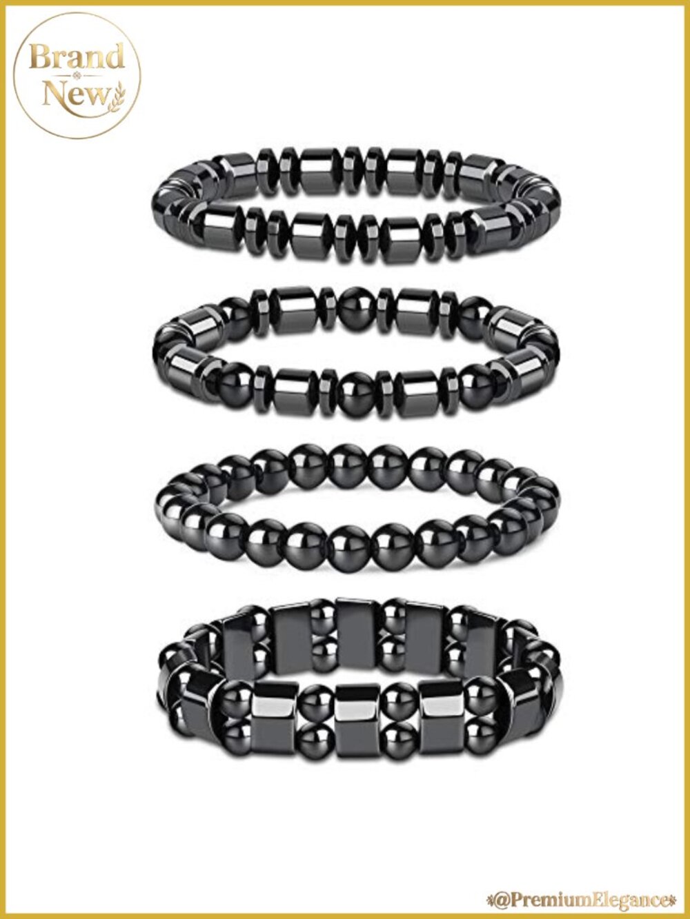 Magnetic Hematite Bracelet Set of 4 with Tiger Eye Stones